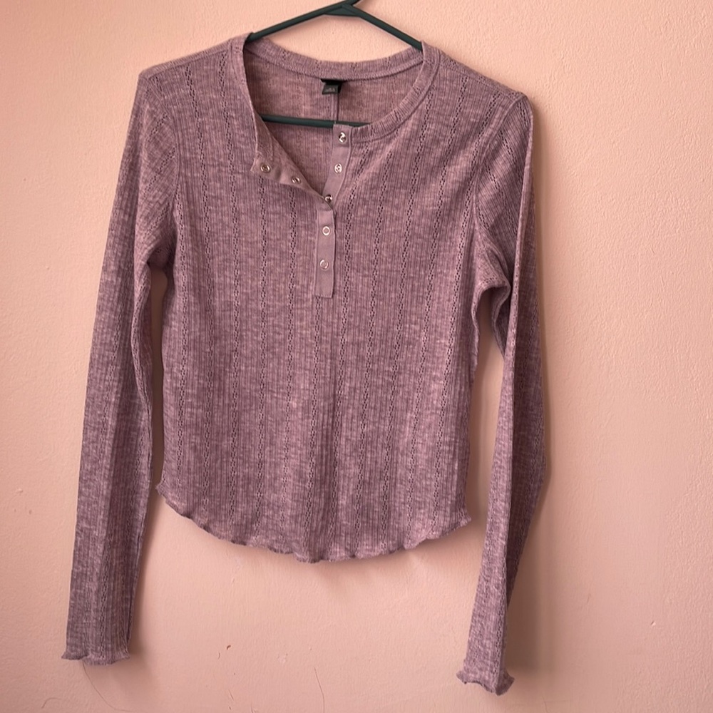 Women's Ribbed Long Sleeve Top - Gray